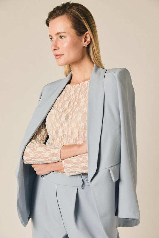 Blazer Celeste de Corte Fluido