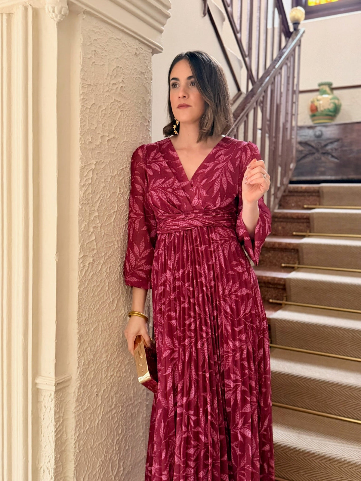 Vestido plisado buganvilla Luciana - detalle tejido plisado