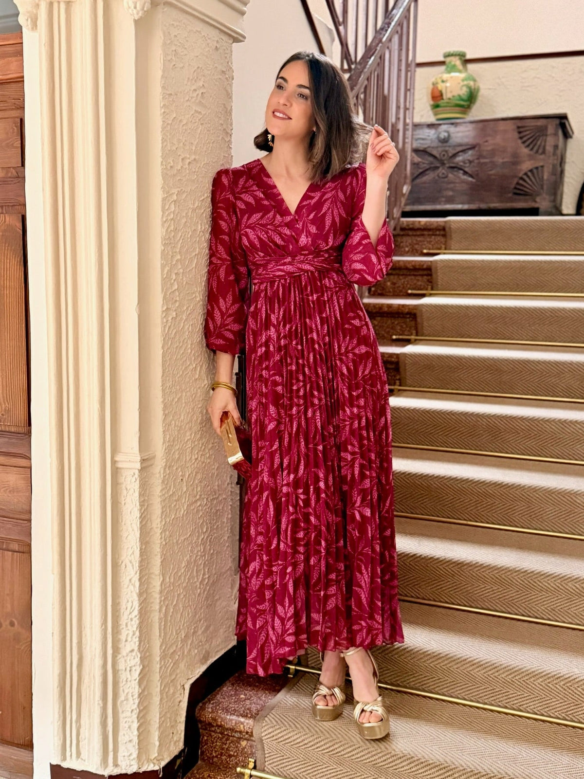 Vestido plisado buganvilla Luciana - detalle falda