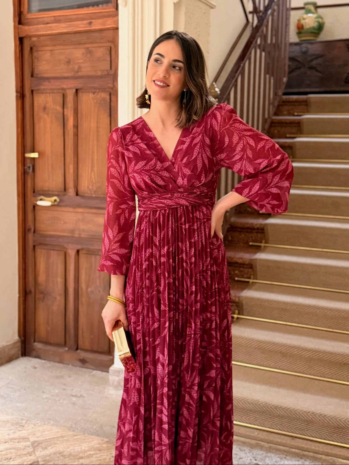 Vestido plisado buganvilla Luciana - vista lateral