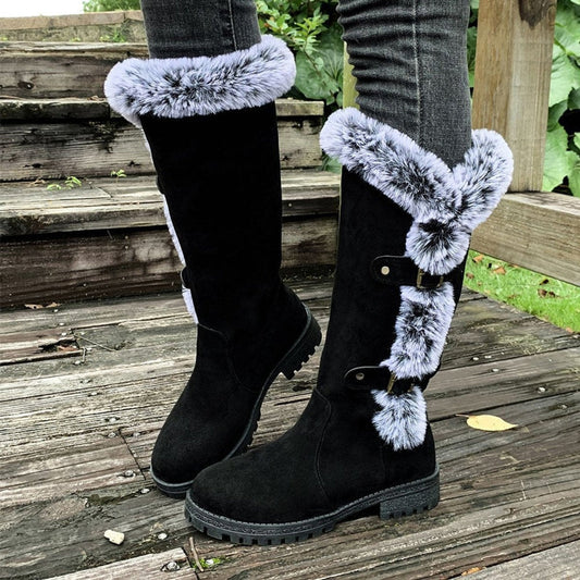 Botas de Invierno Planas con Caña Alta y Forro de Felpa