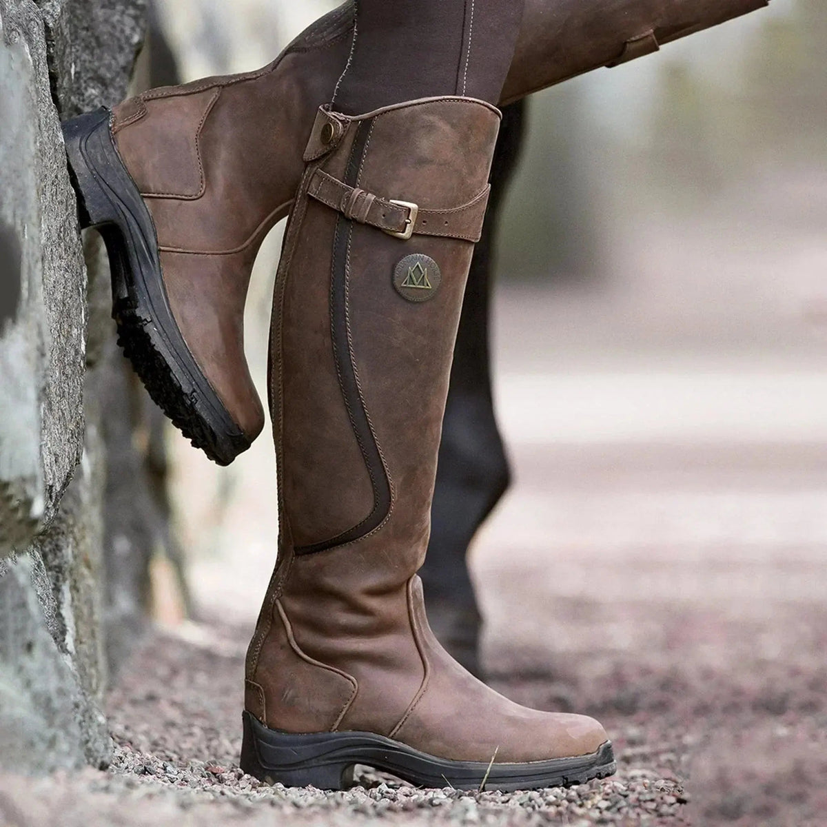Botas de Piel Impermeables Estilo Ecuestre con Hebilla