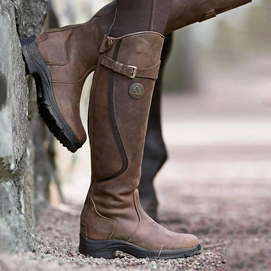Botas de Piel Impermeables Estilo Ecuestre con Hebilla