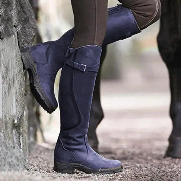 Botas de Piel Impermeables Estilo Ecuestre con Hebilla