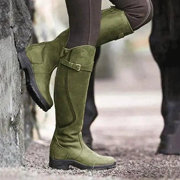 Botas de Piel Impermeables Estilo Ecuestre con Hebilla