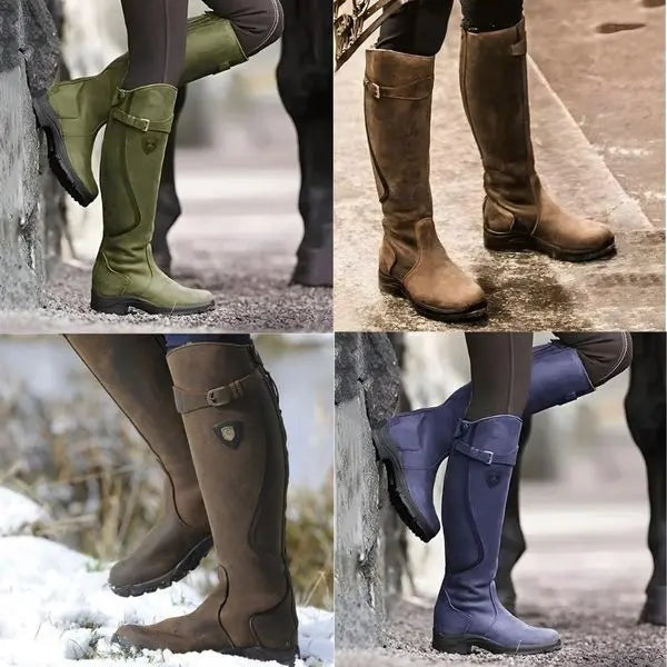 Botas de Piel Impermeables Estilo Ecuestre con Hebilla